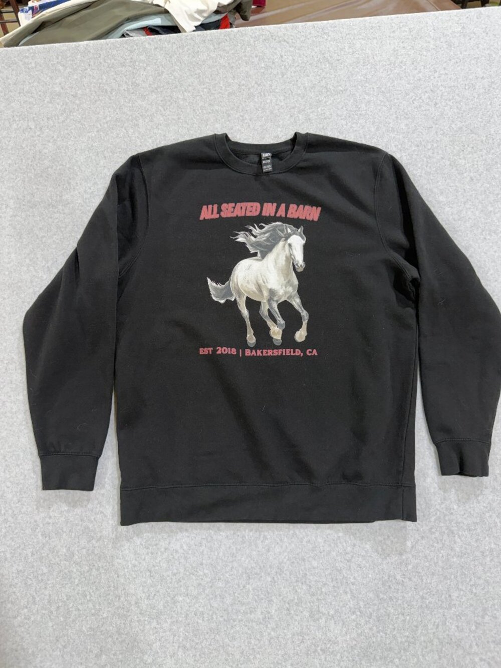 All Seated In A Barn Mens 2XL Crewneck Sweatshirt ASIAB Horse Rescue Fleece